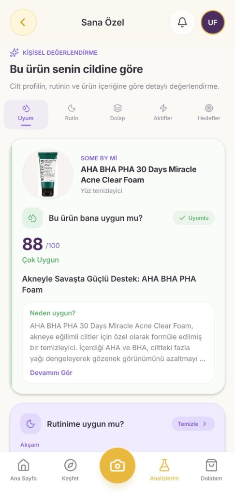 Sana özel kişisel değerlendirme