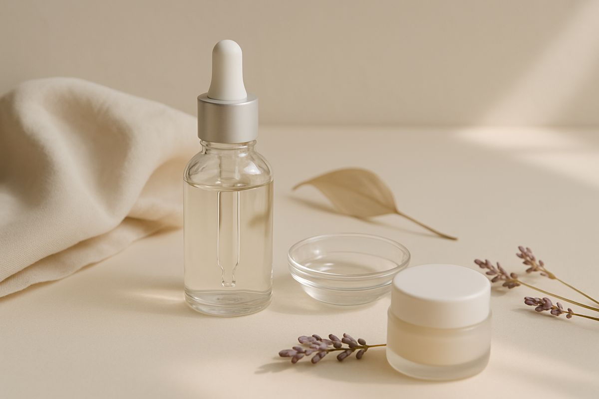 Niasinamid serum içerik analizini temsil eden sade ve markasız bakım ürünü görseli