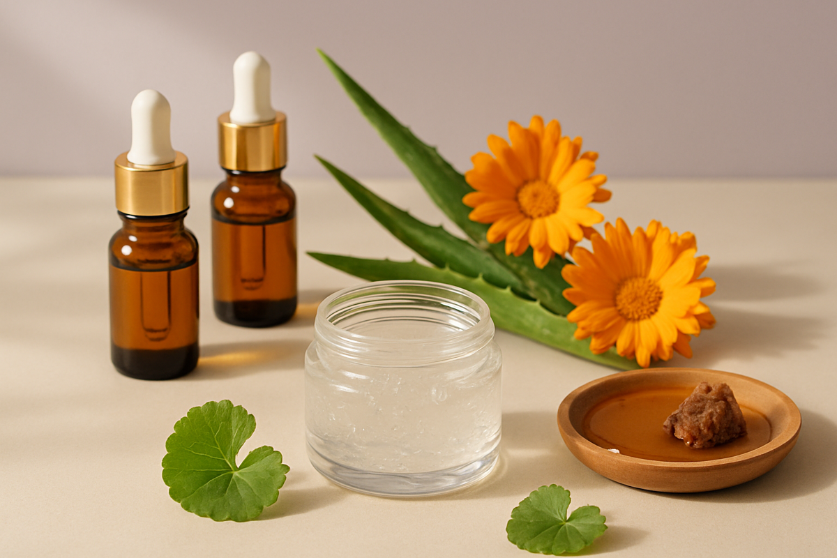 Nutralen A-Prutix Gel içerik analizini temsil eden aloe, calendula, centella, bal ve propolis detayları