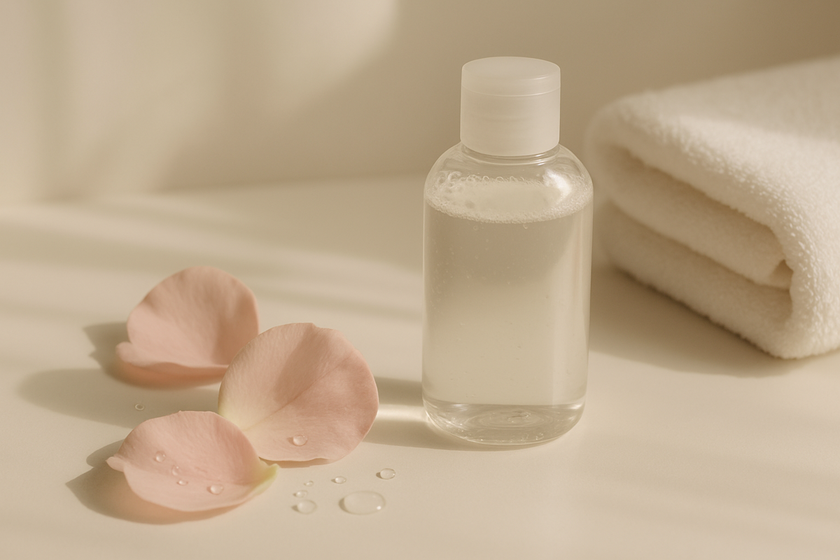 Nuxe Very Rose 3 in 1 nemlendirici temizleme suyu ve pembe gül yaprakları